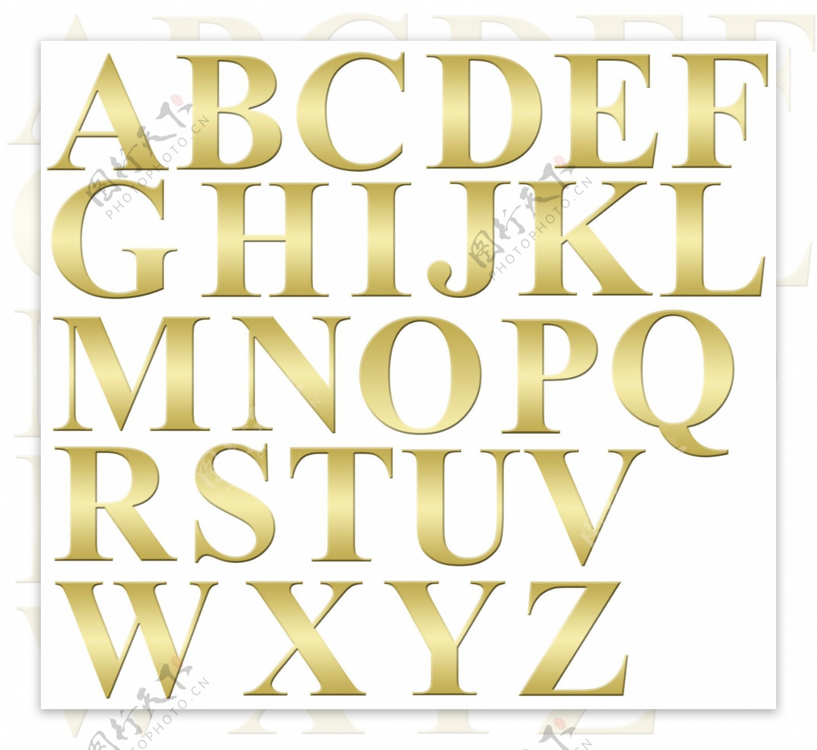 26个金色金属质感艺术字母