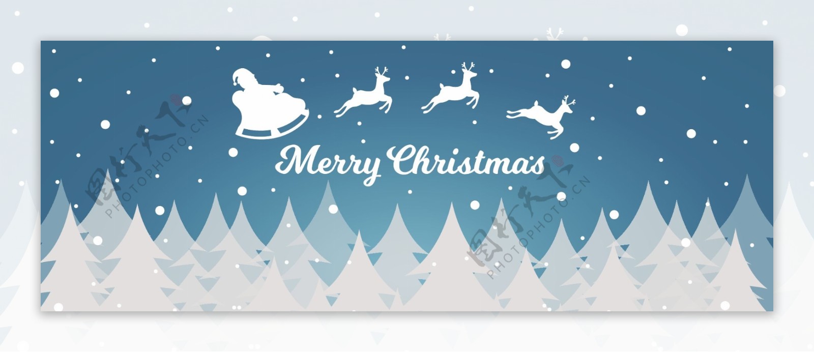 抽象白色圣诞树banner背景图