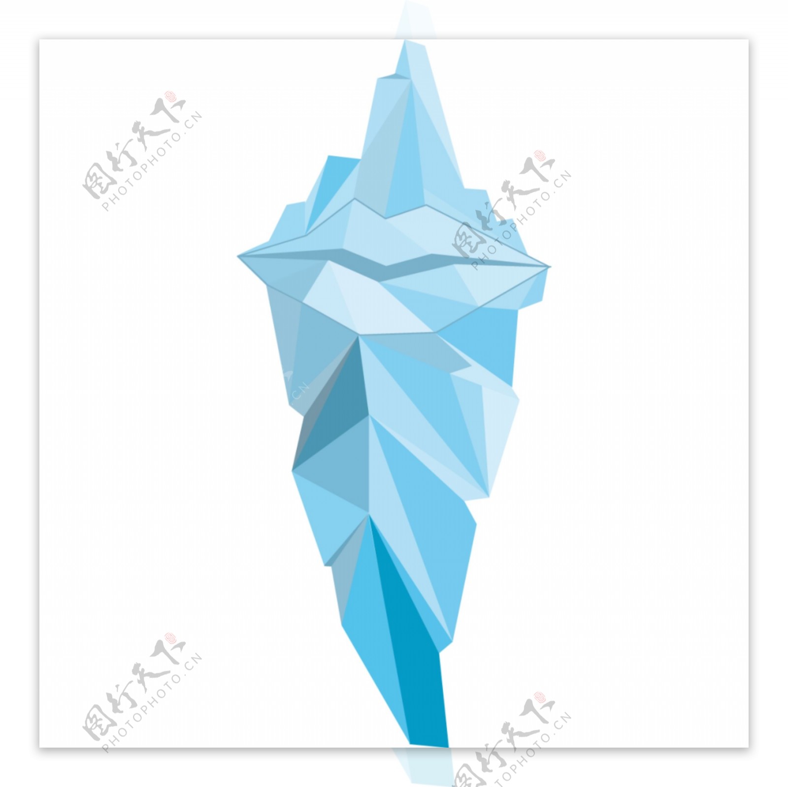 蓝色尖顶冰山免抠psd透明素材