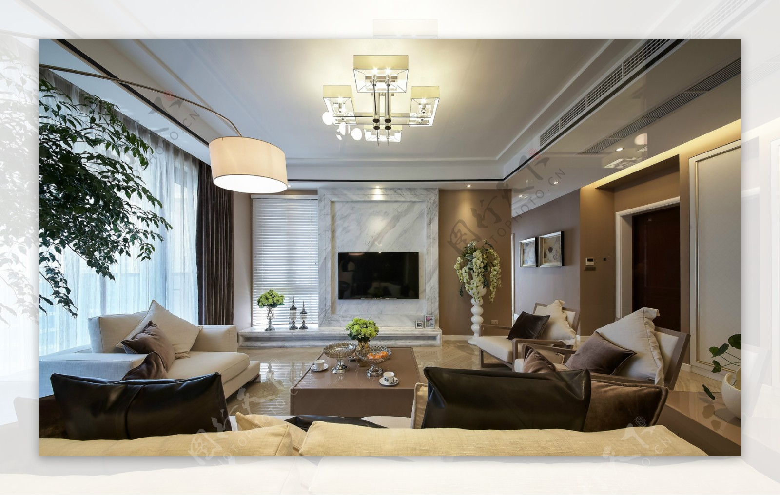 现代清新客厅质感沙发室内装修效果图