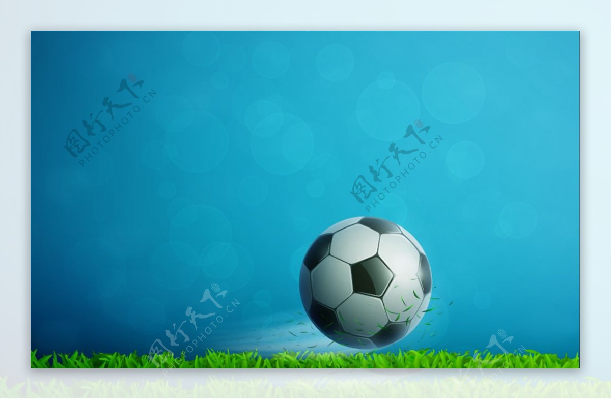蓝色背景上的足球矢量素材