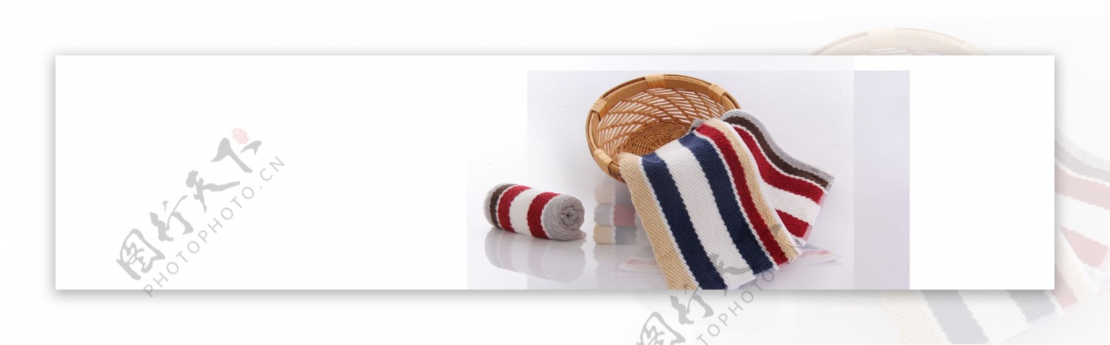 竹篮条纹毛巾元素