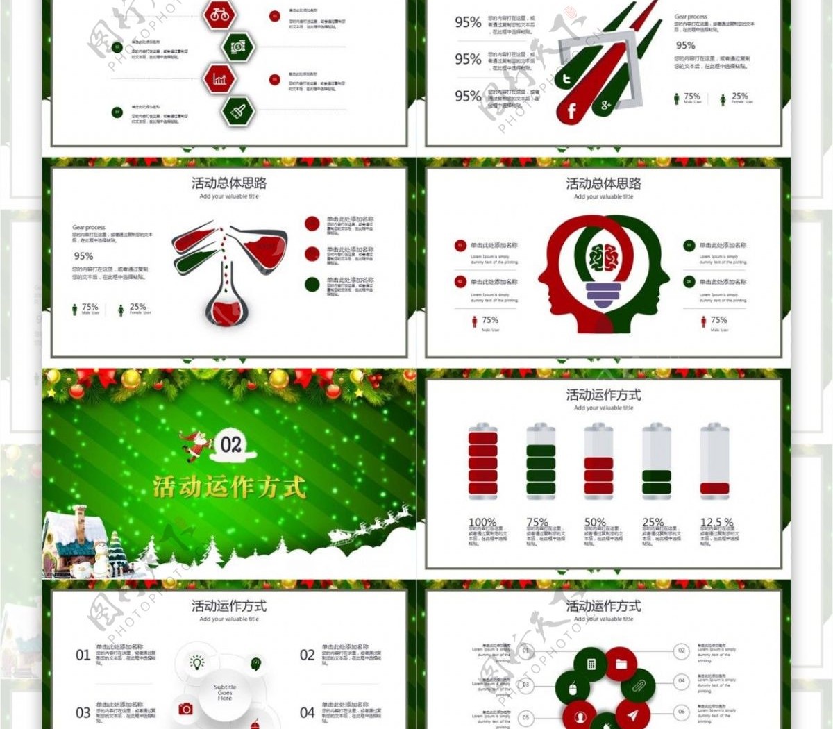 绿色商务圣诞节活动宣传策划PPT下载
