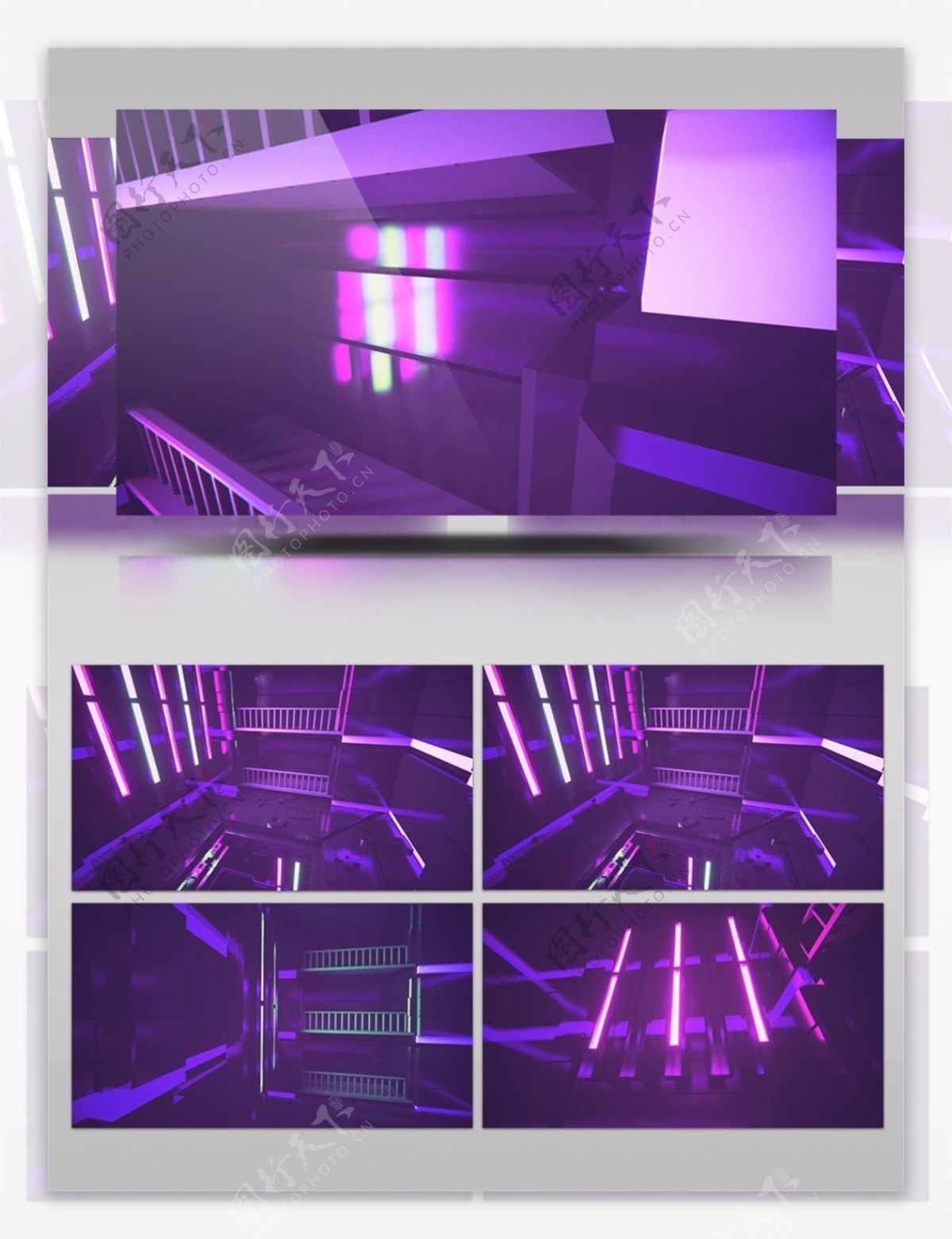 紫色灯光装饰的空间视频素材