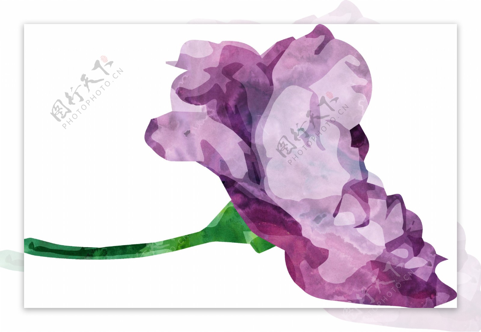 紫色创意花朵卡通水彩透明素材
