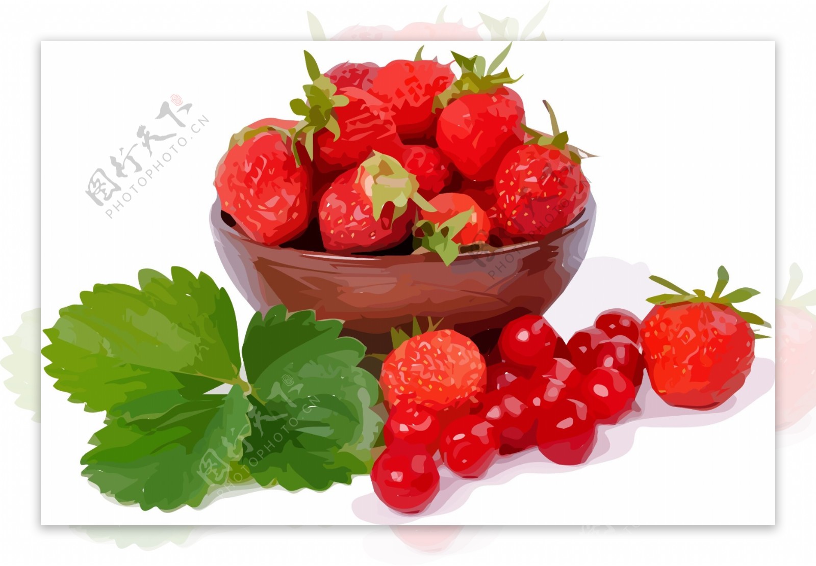 草莓手绘插画水果素材
