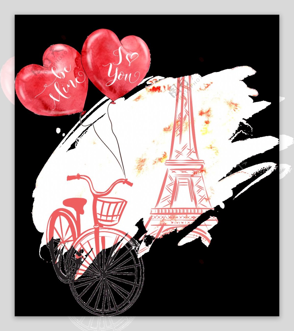 手绘浪漫的巴黎铁塔png透明素材