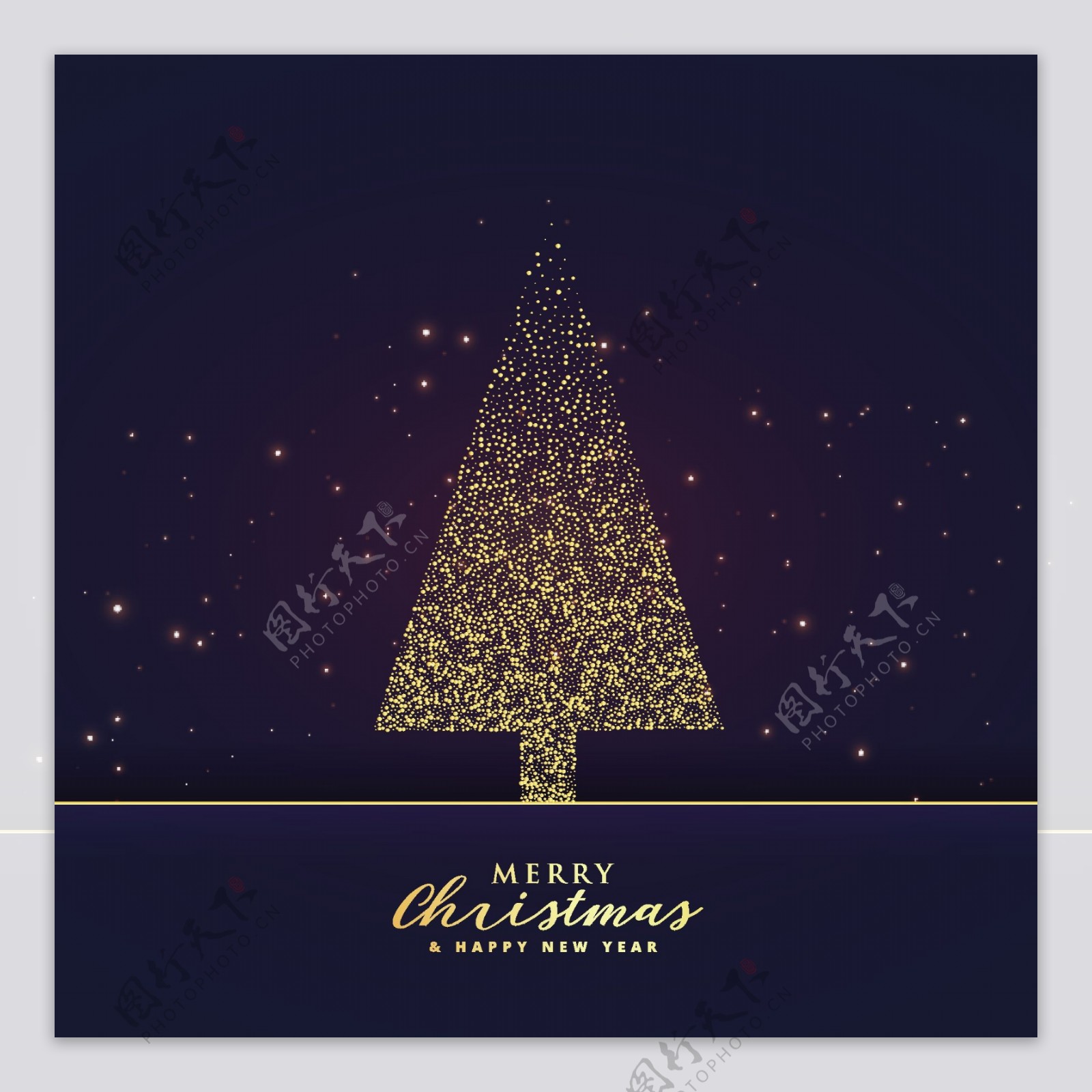 创意圣诞树设计与闪闪发光的背景