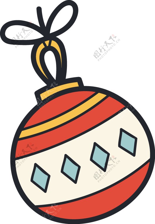 卡通圣诞装饰彩球挂件PNG元素