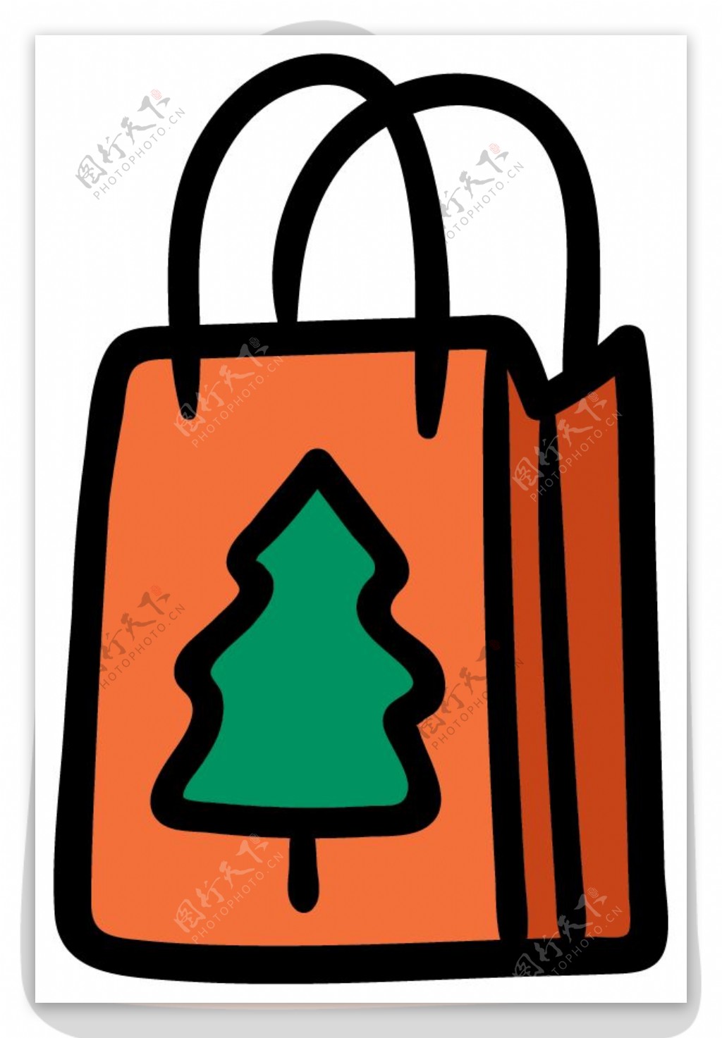 卡通圣诞树手提袋PNG元素