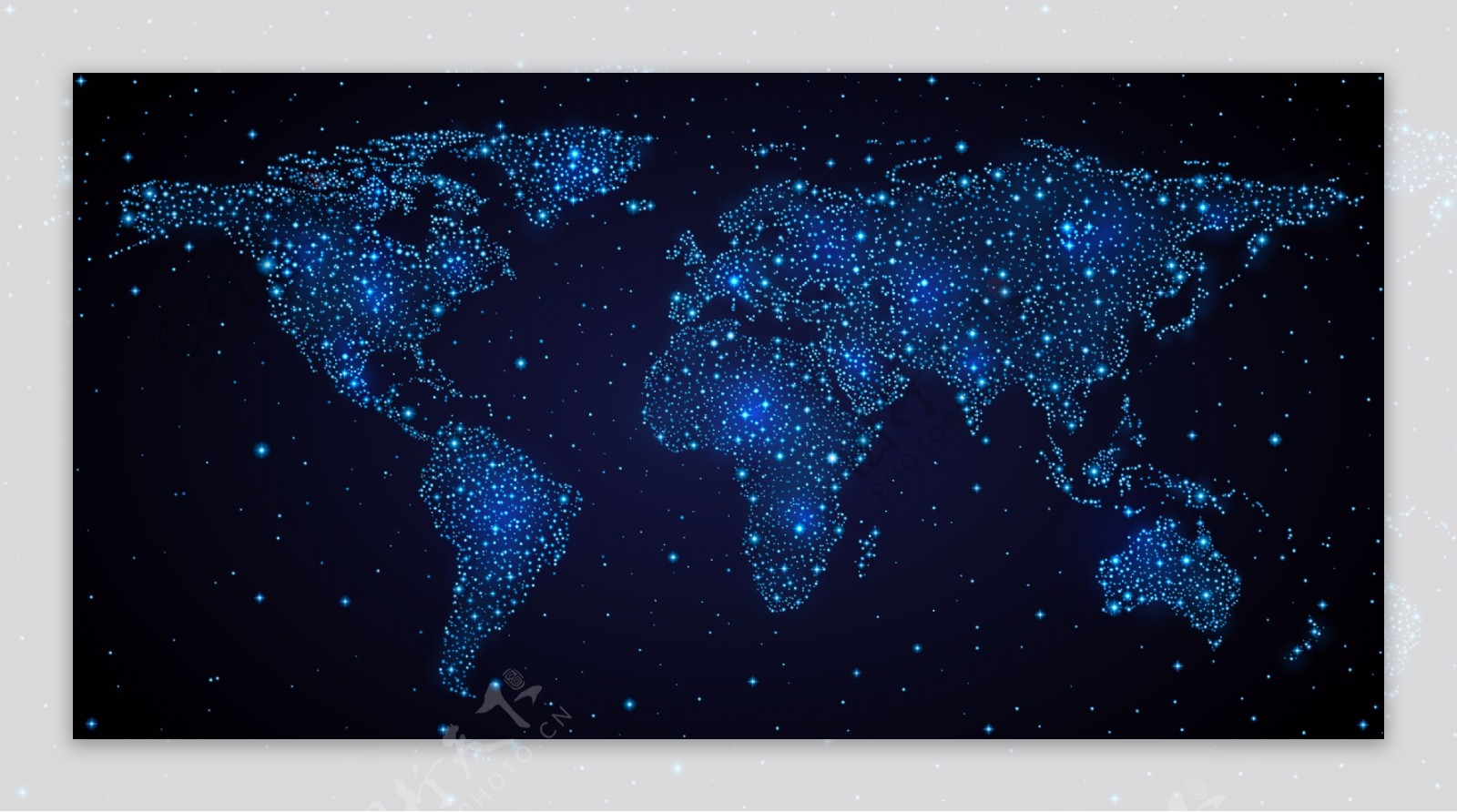 一组蓝色系世界地图