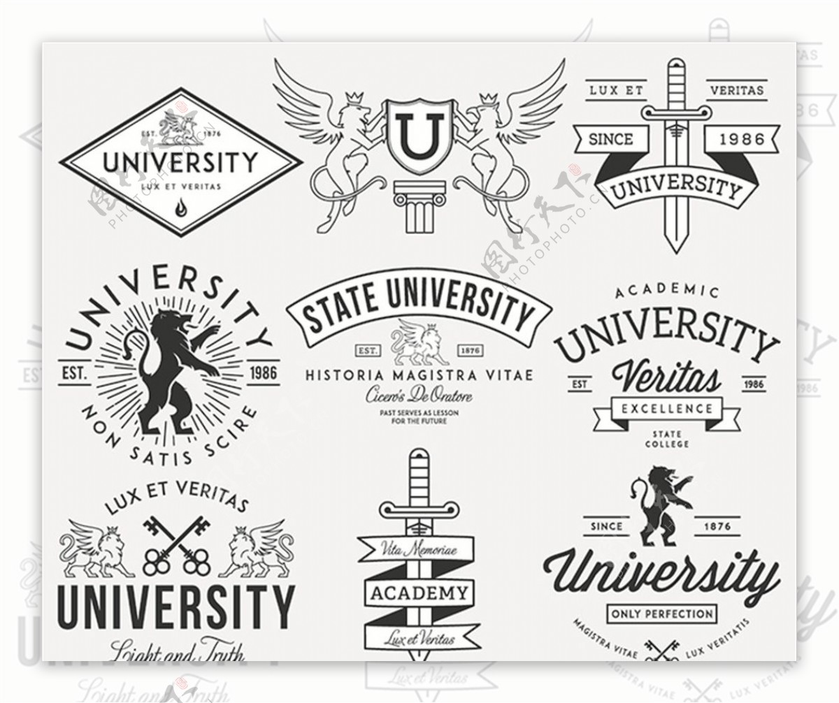 大学徽章标签设计