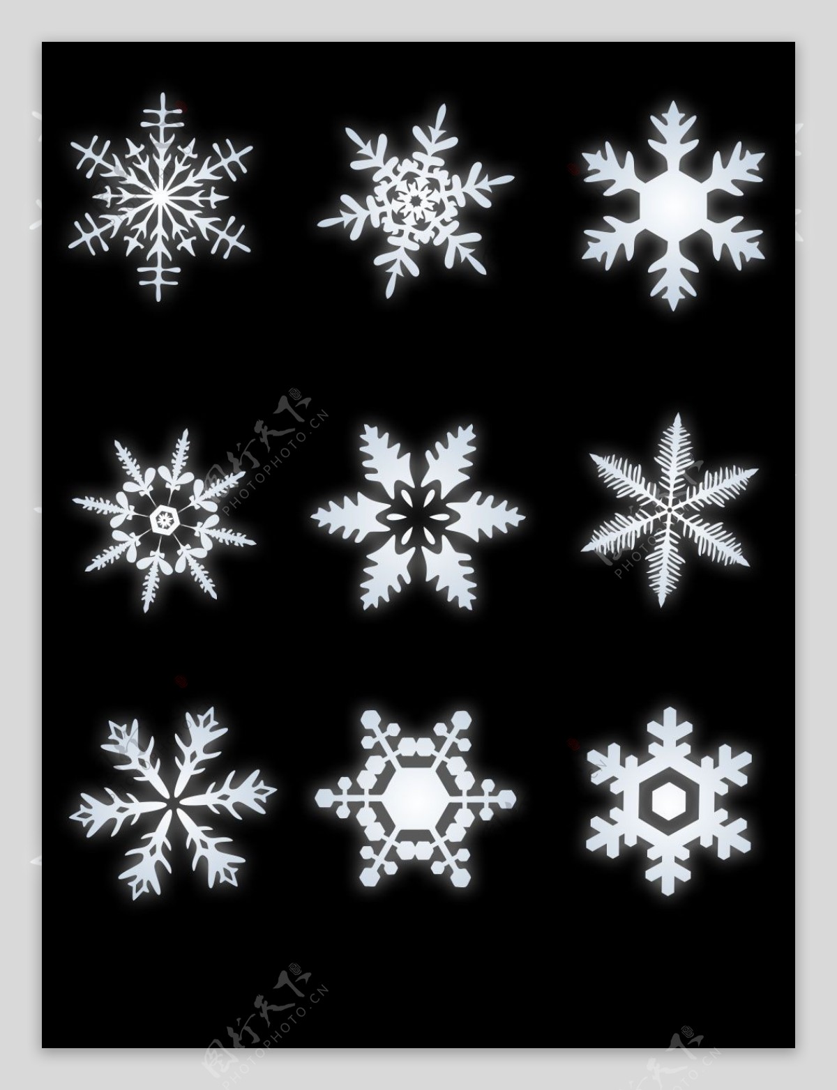 白色雪花矢量设计素材冬日装饰图案集合