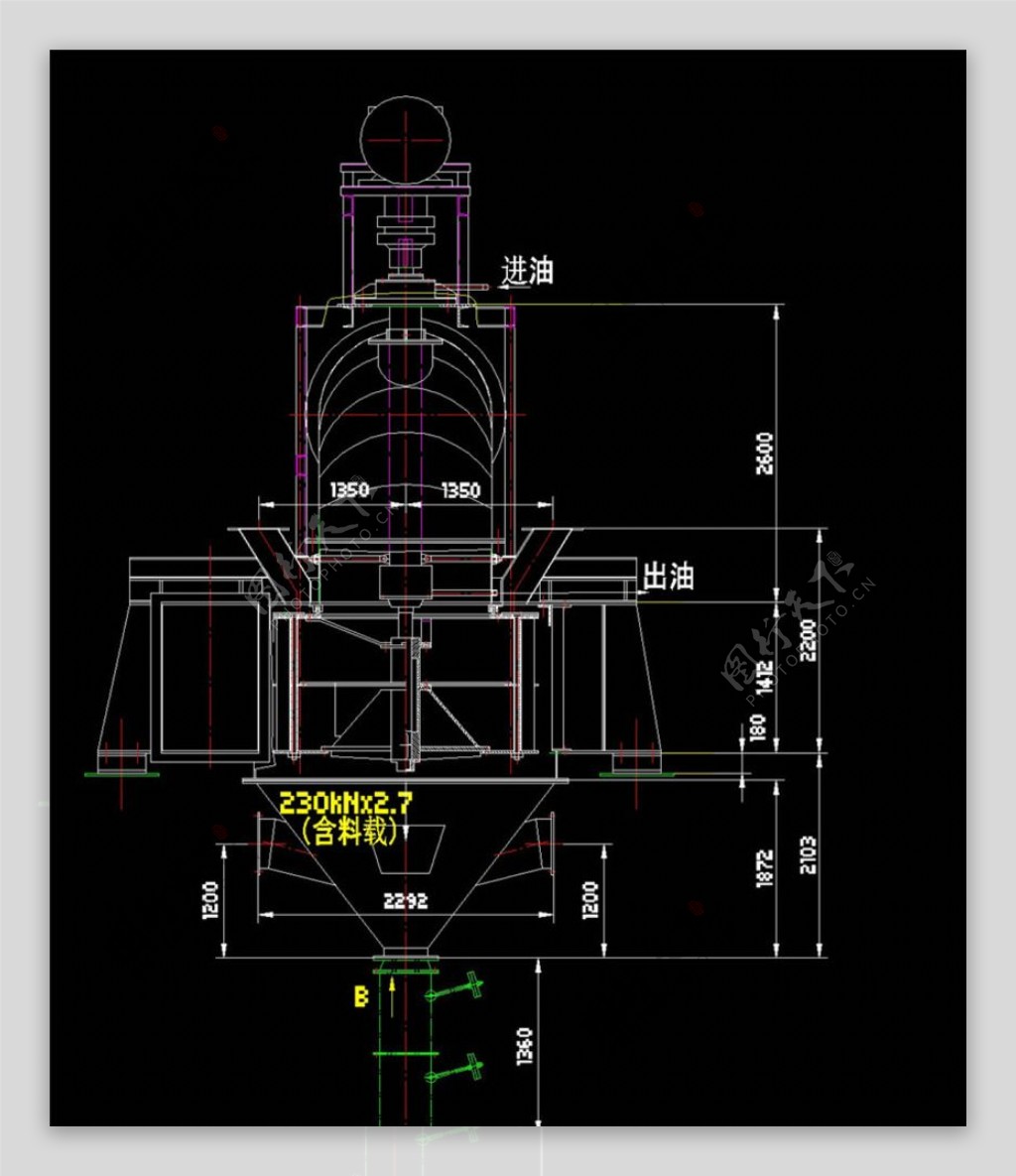 高效水平涡流选粉机CAD机械图