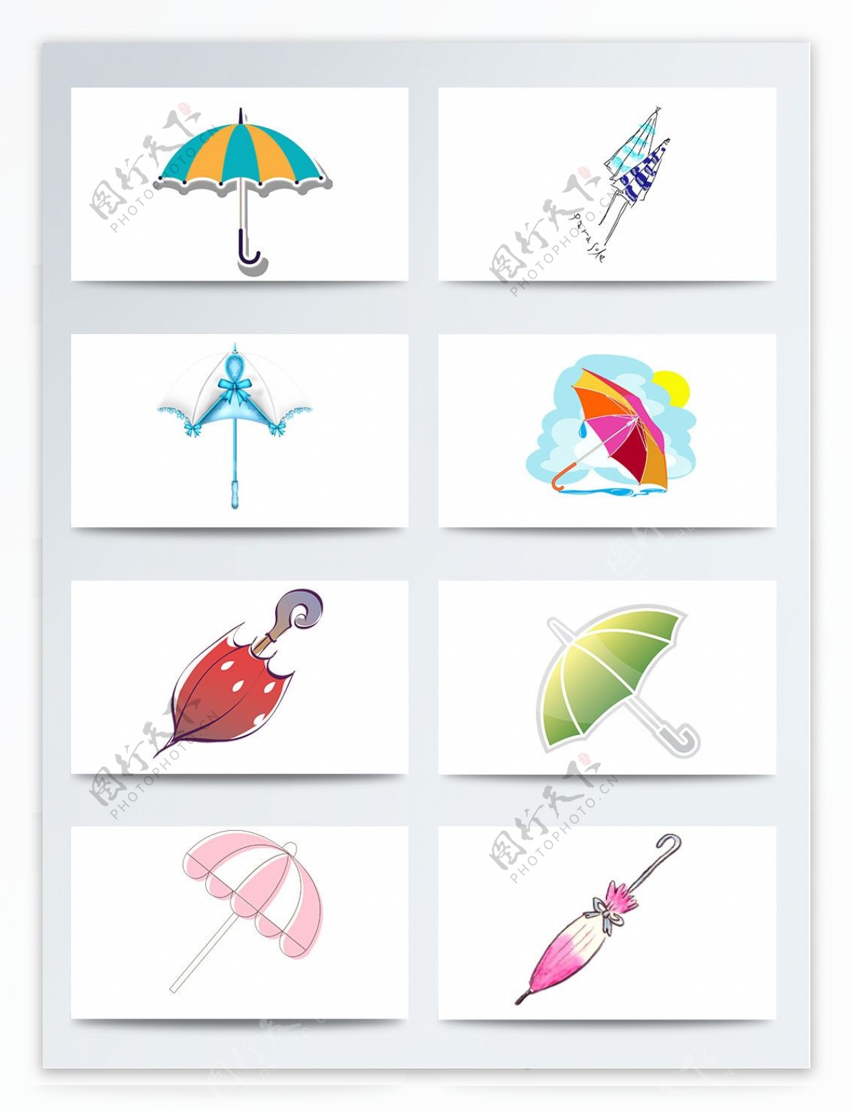 二十四节气雨水相关PNG元素可爱的雨伞