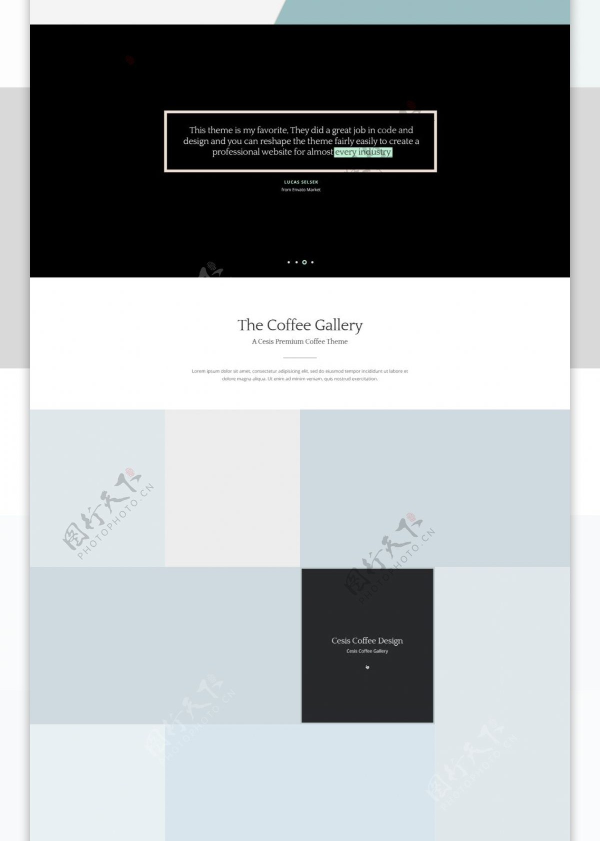 绿色简洁的企业咖啡饮料网站模板首页设计