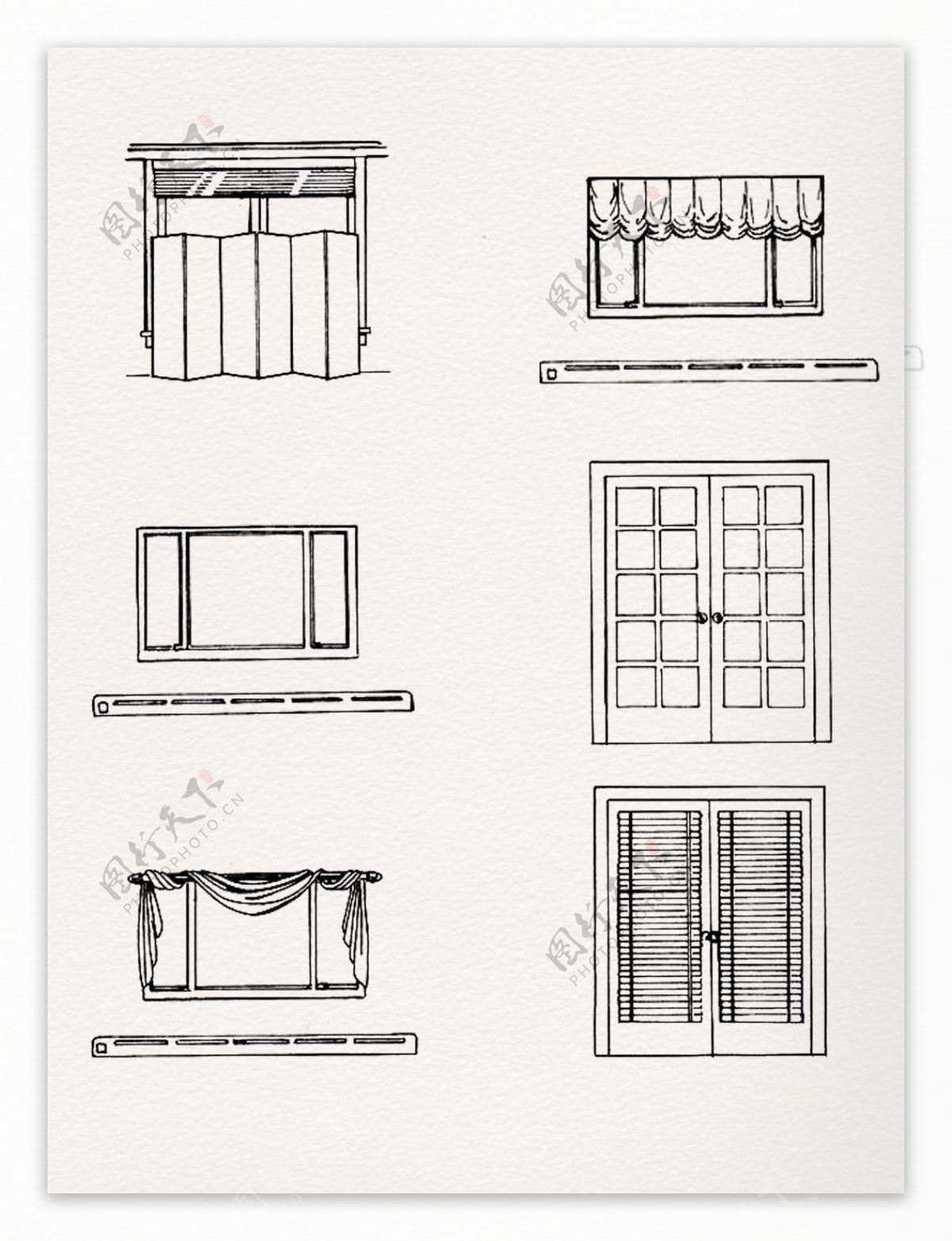 一组简单素描窗户素材