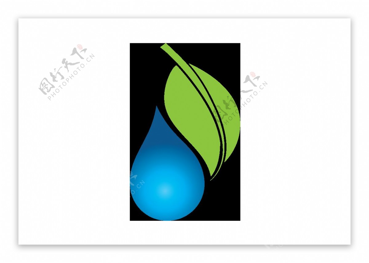 创意绿色树叶蓝色水滴png元素