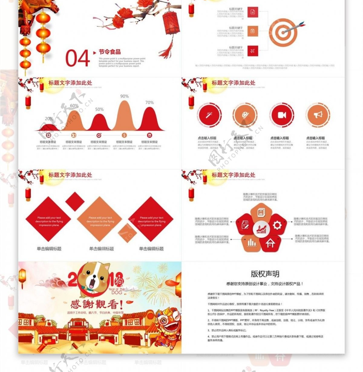 简约节日风春节传统习俗文化介绍PPT模板