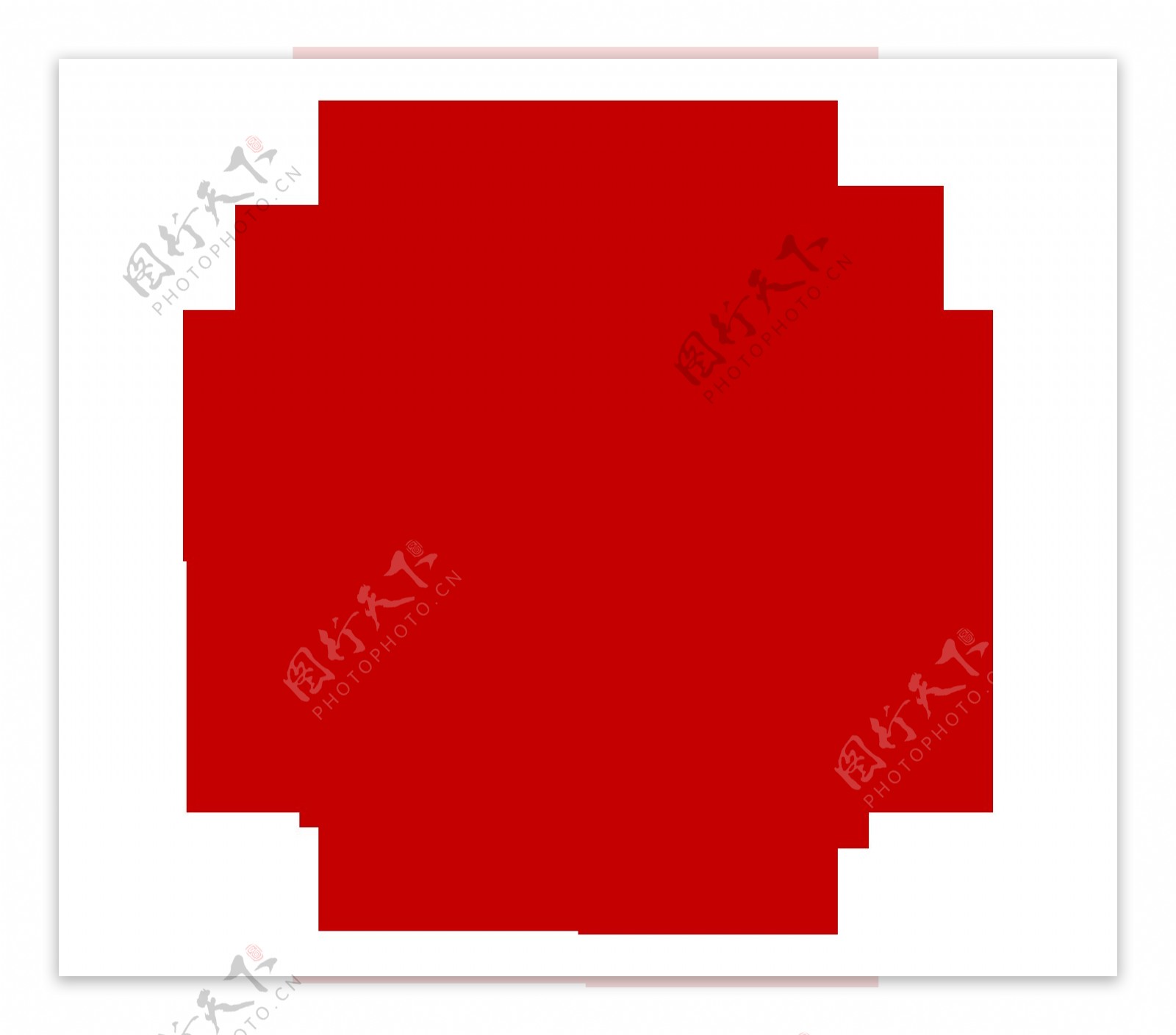 红色中式花草纹png元素