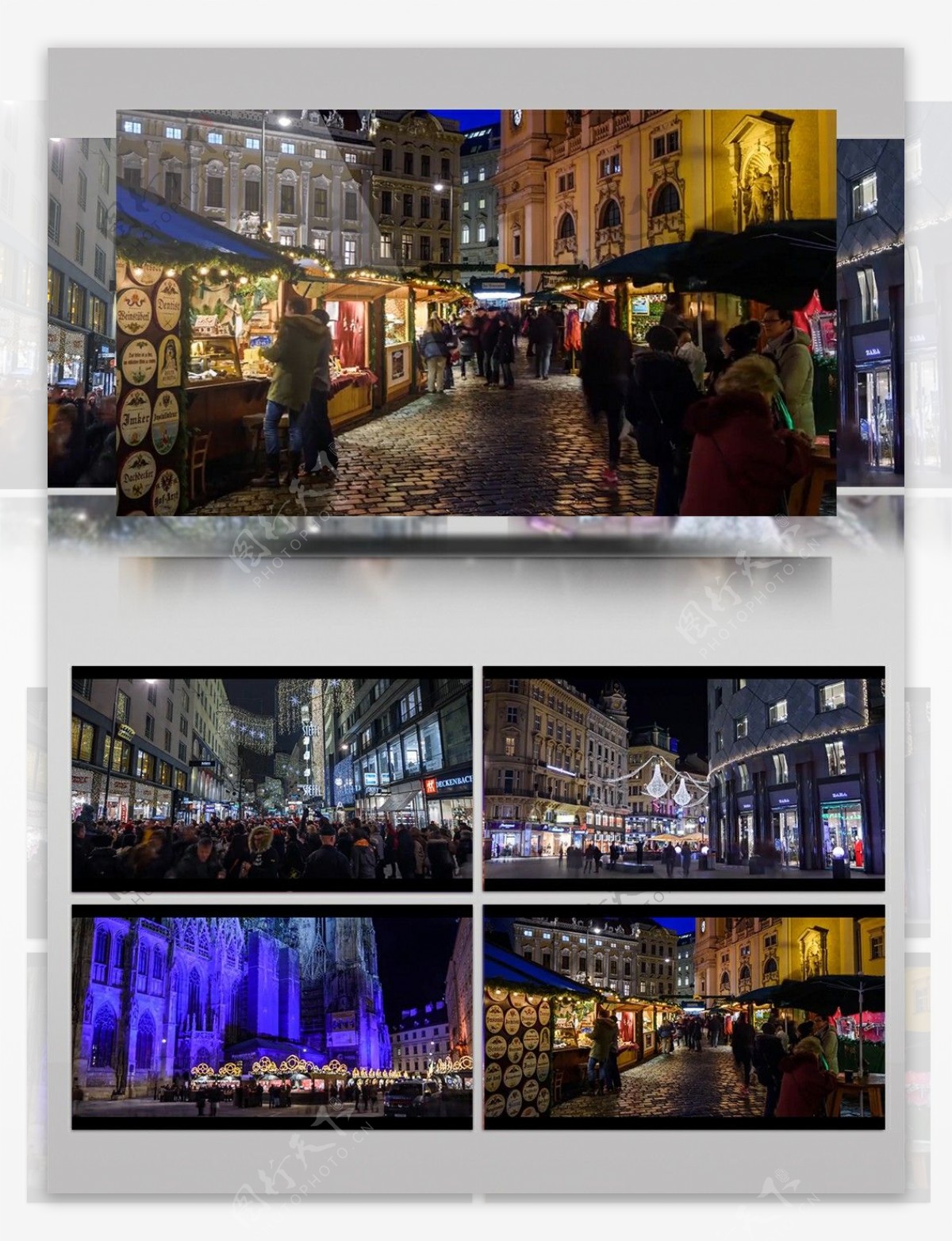 国外夜景美丽商业街视频素材