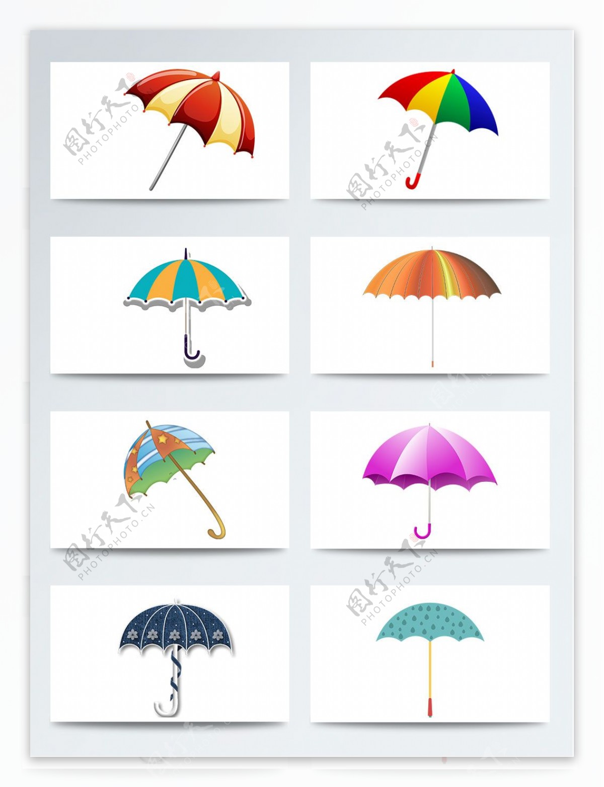 二十四节气雨水相关PNG素材卡通撑开雨伞