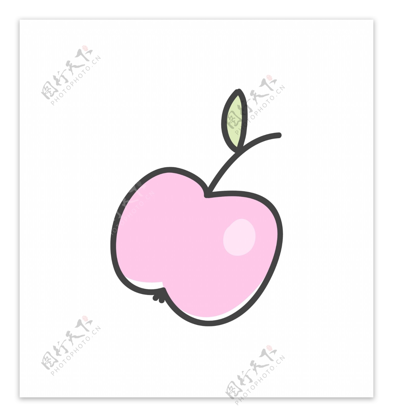 手绘一个粉红色苹果矢量素材
