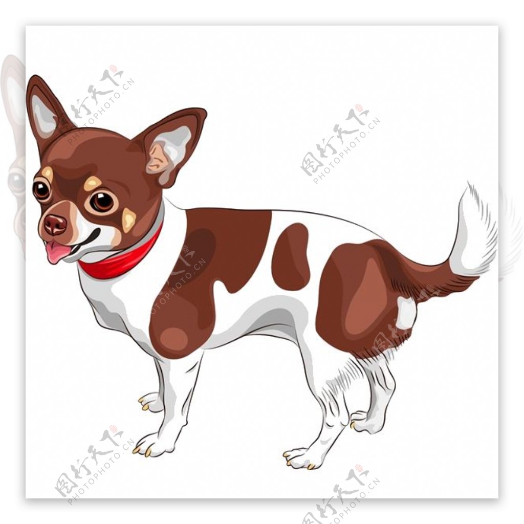 可爱红褐色小狗卡通手绘装饰元素