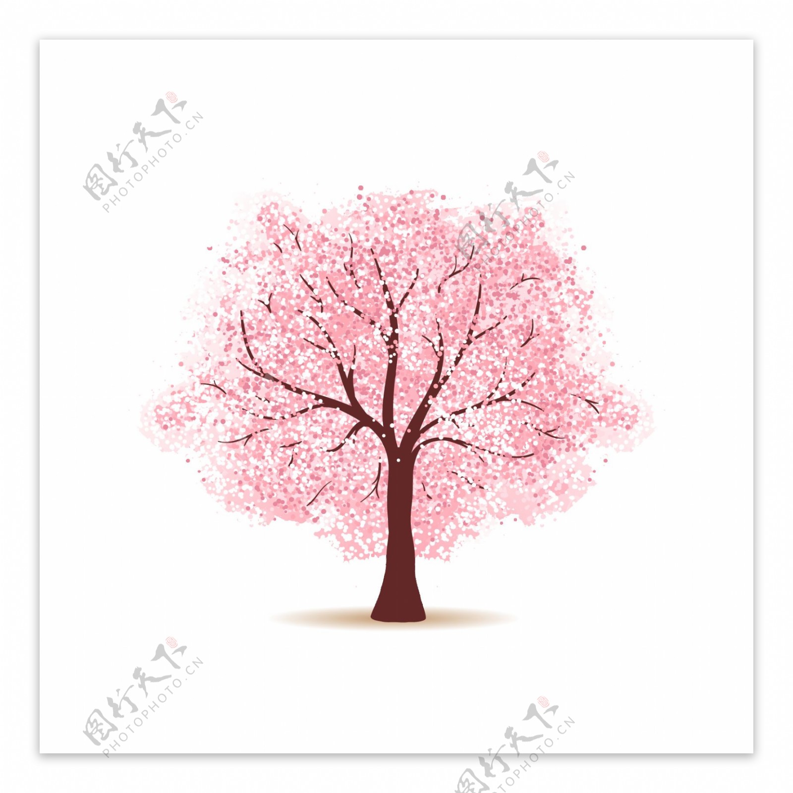清新粉色樱花树装饰元素