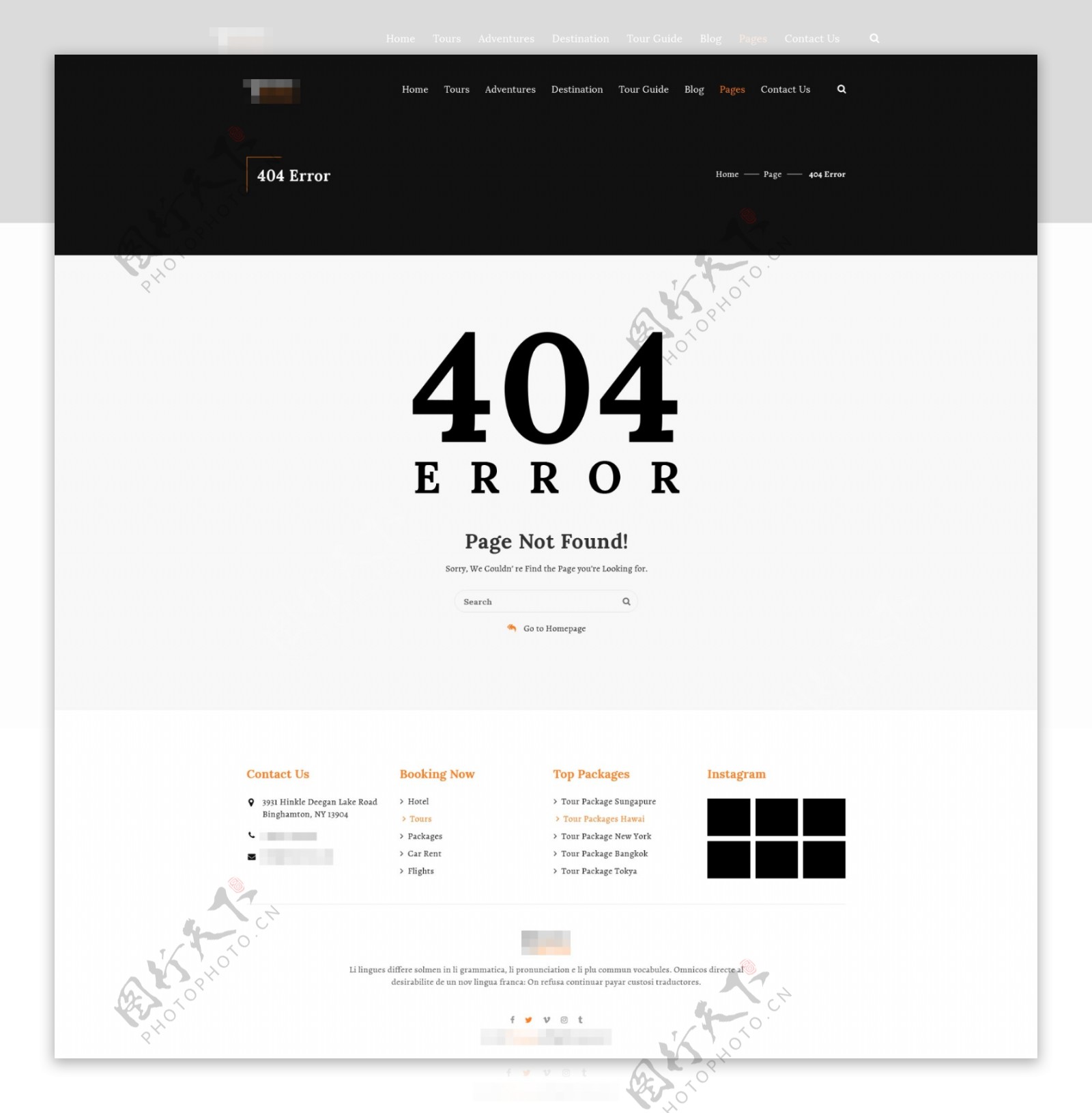 企业网站模板之404错误提示界面