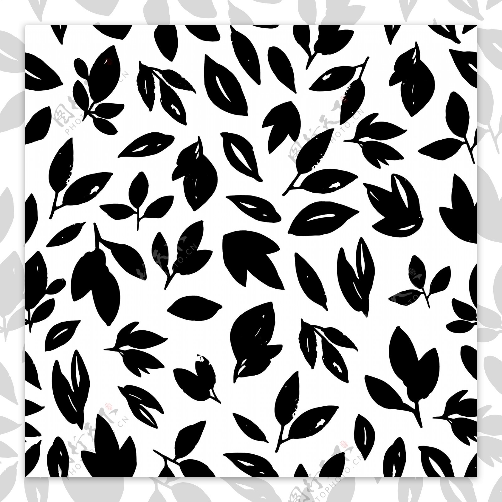 简单设计黑白树叶背景矢量素材