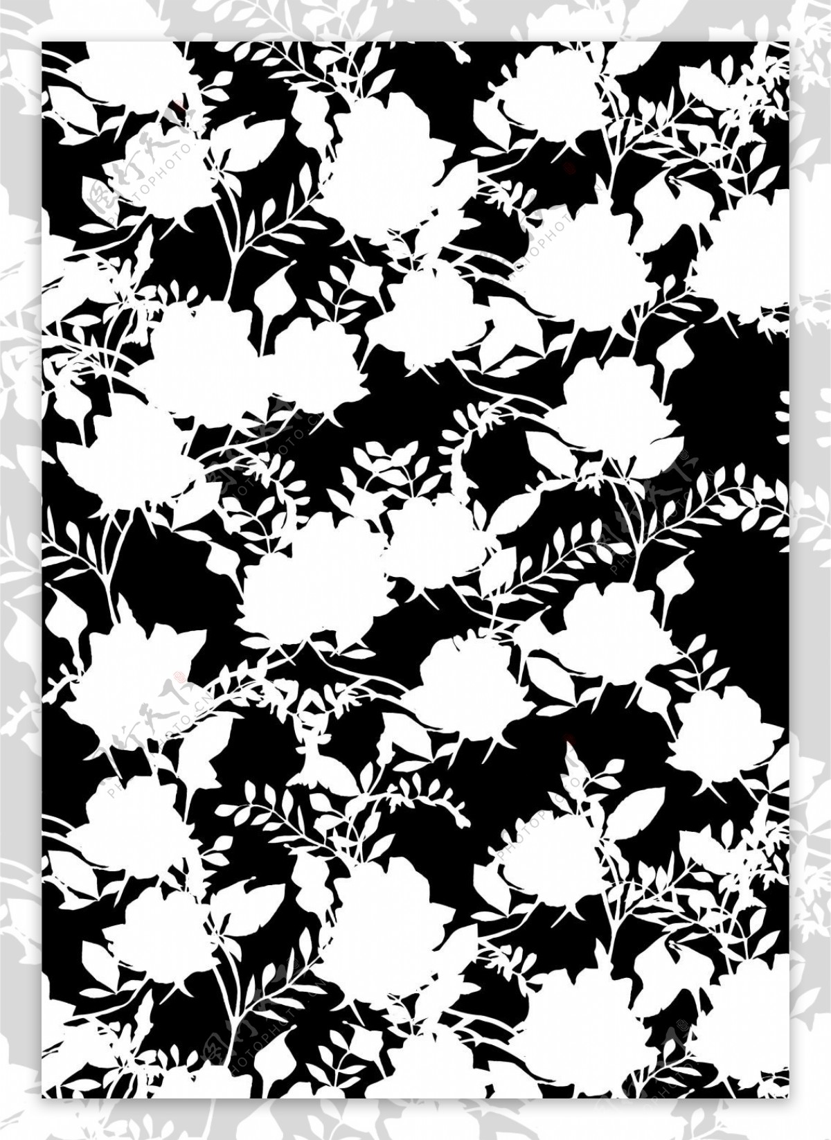 典雅黑白花朵广告背景