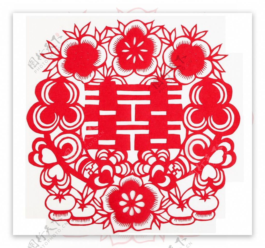 中国风春节剪纸窗花梅花元素