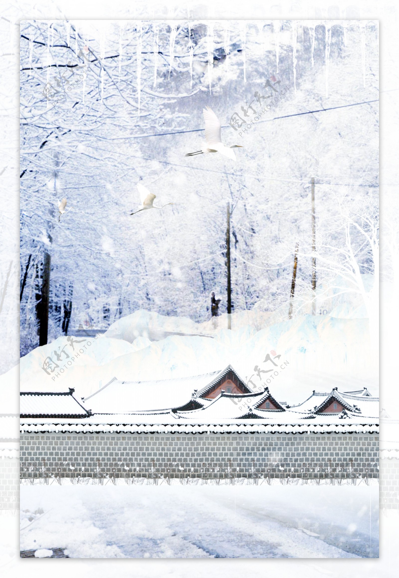 冬季飘雪海报背景设计