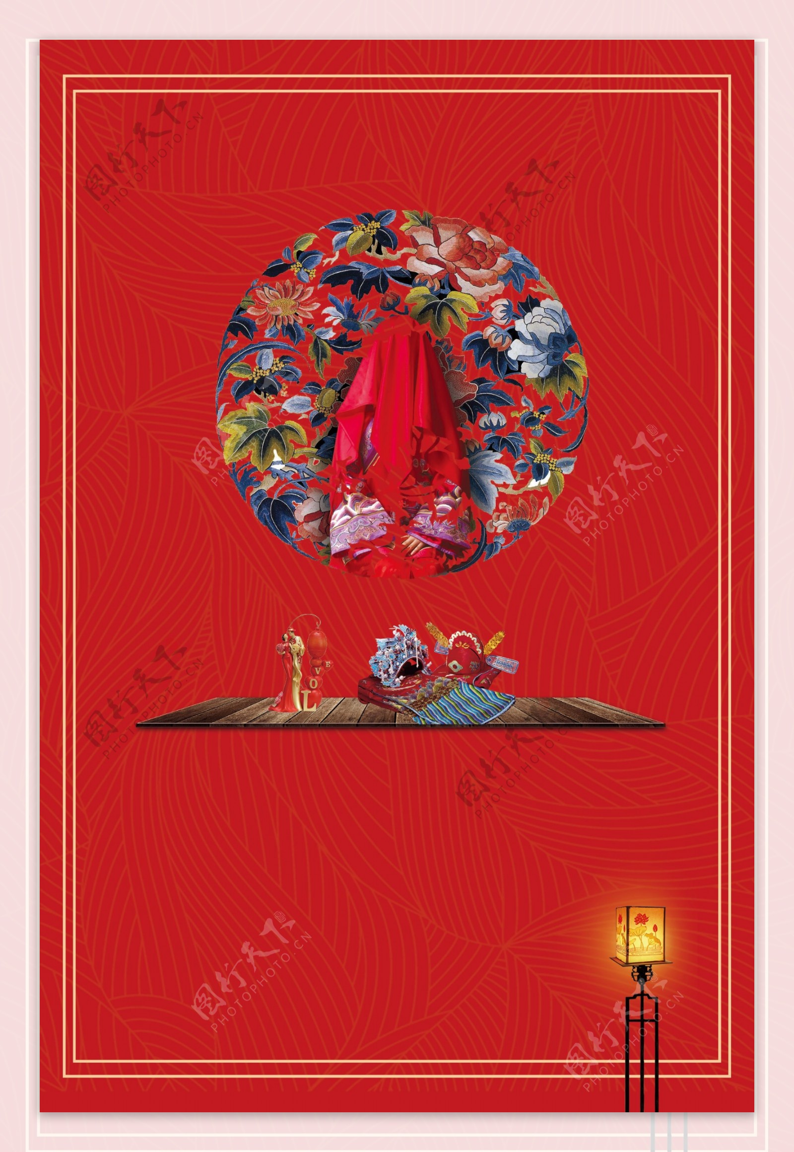 中式古典婚礼海报背景设计
