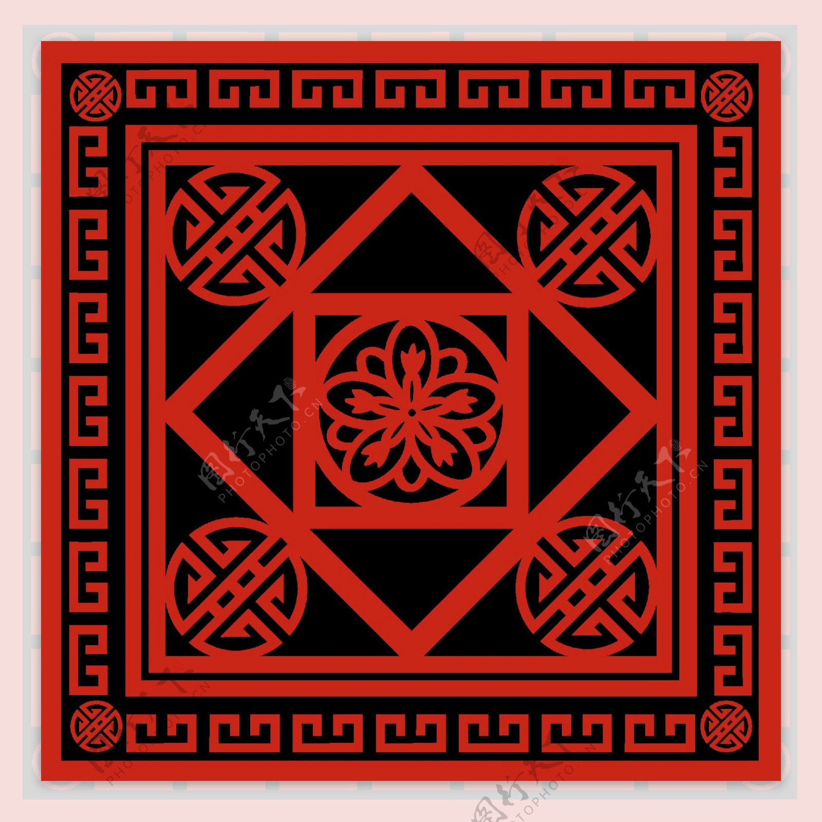 红色中国剪纸窗花png元素
