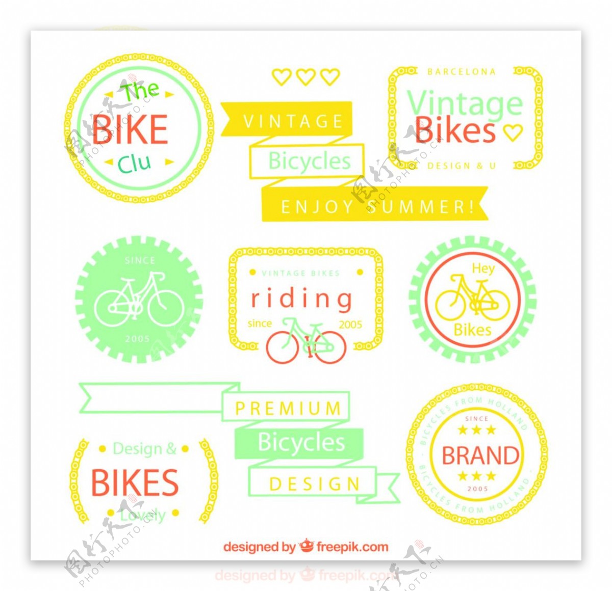 单车运动标签矢量素材