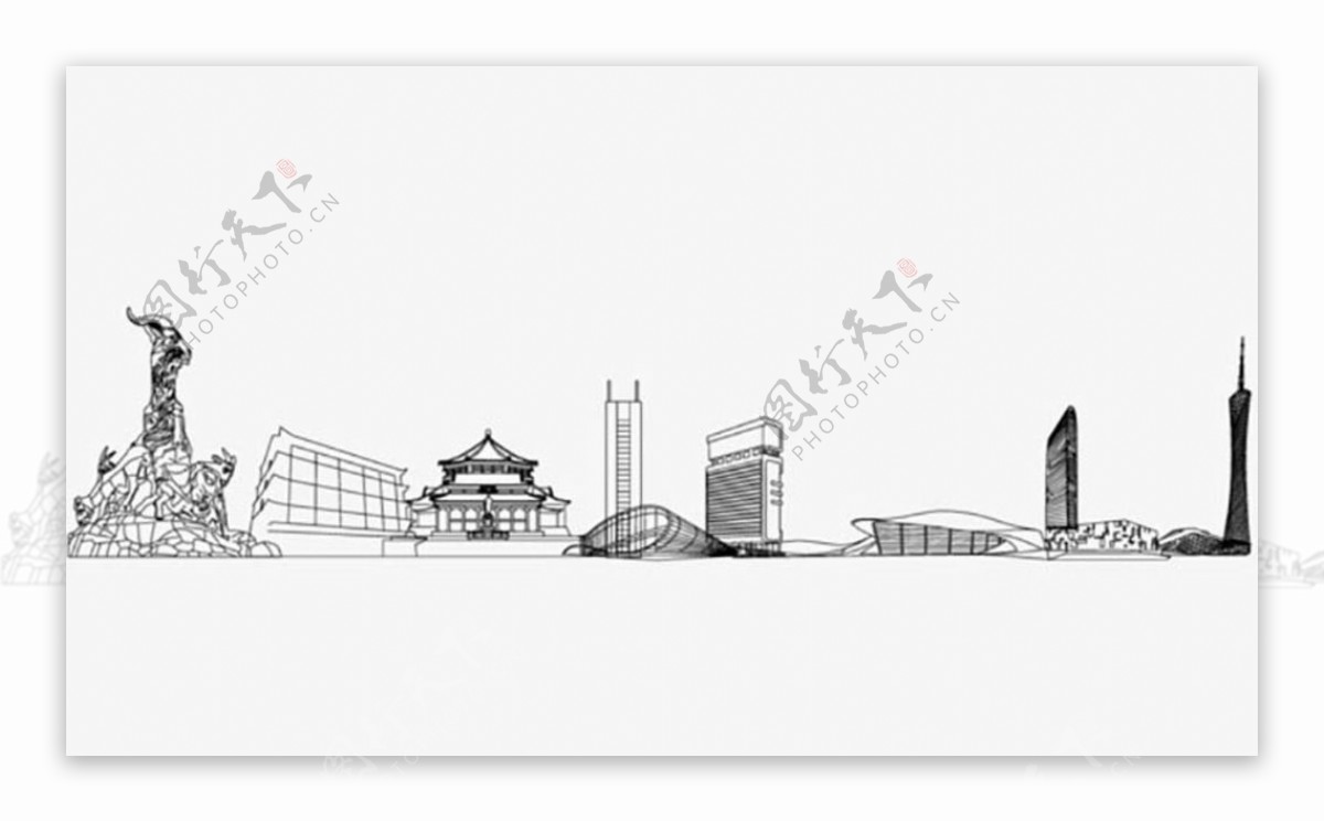 广州地标建筑线稿