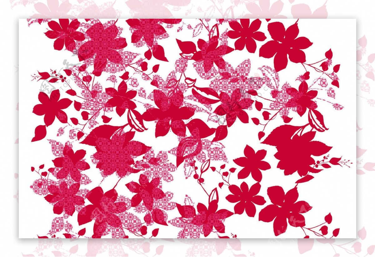 清新热烈红色花朵壁纸图案