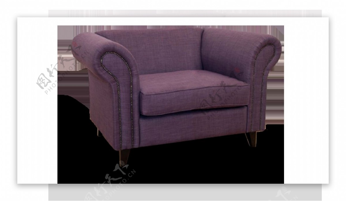 紫色布艺单人沙发png元素