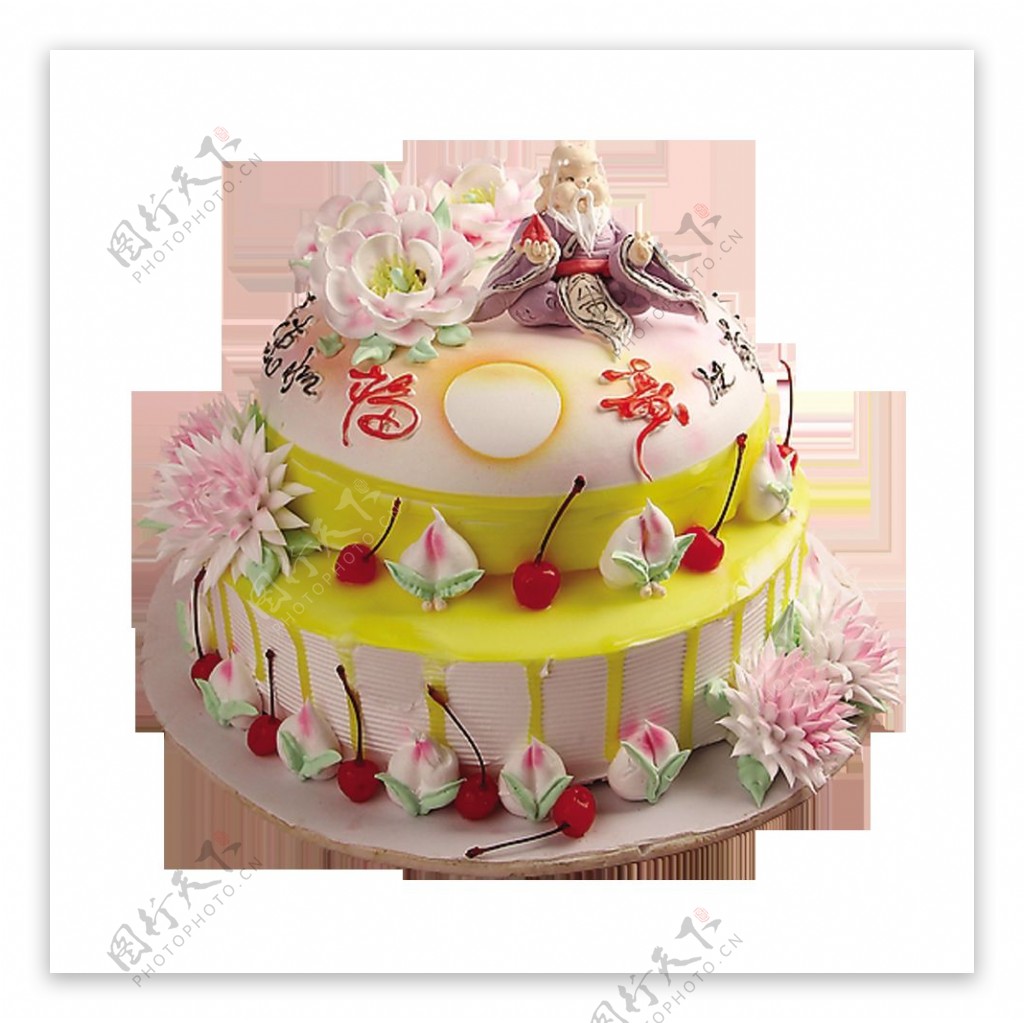 创意粉色花朵双层蛋糕图案