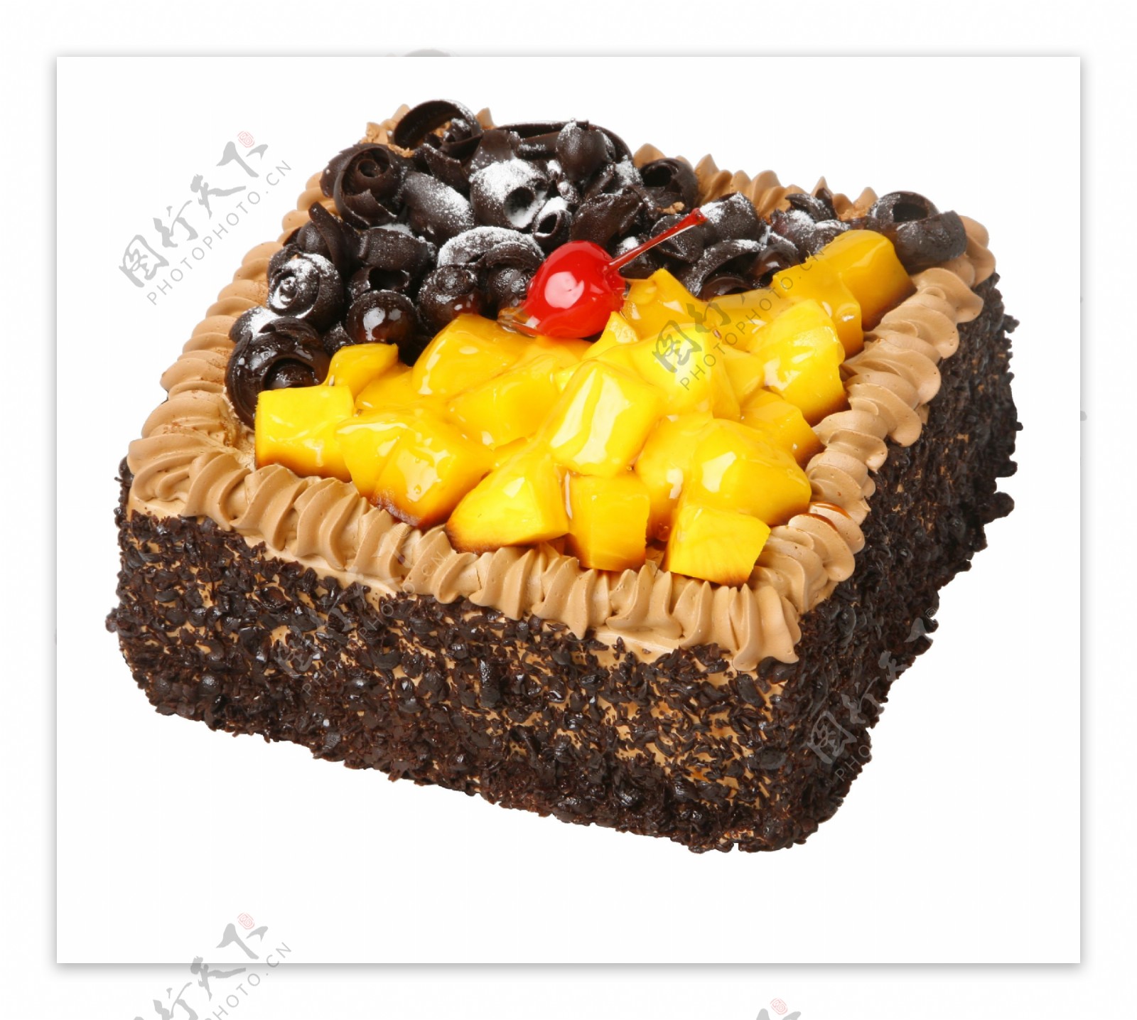 方形芒果巧克力蛋糕素材
