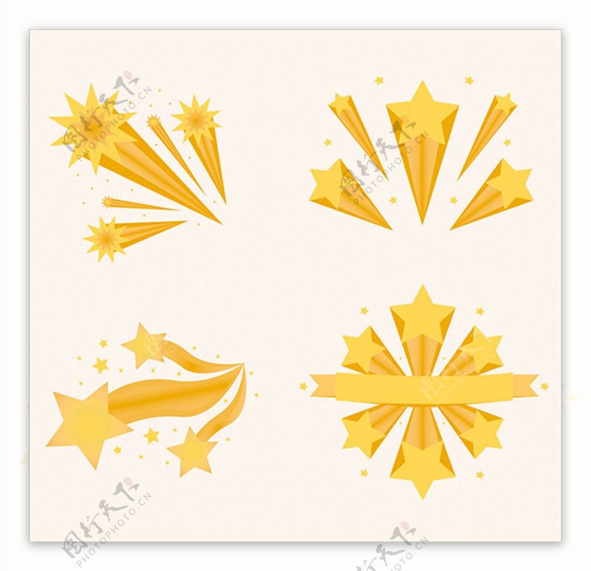 四组金色星星插图