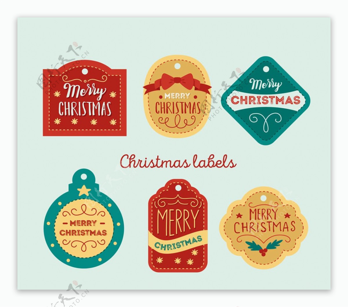 6款彩色圣诞节标签矢量素材