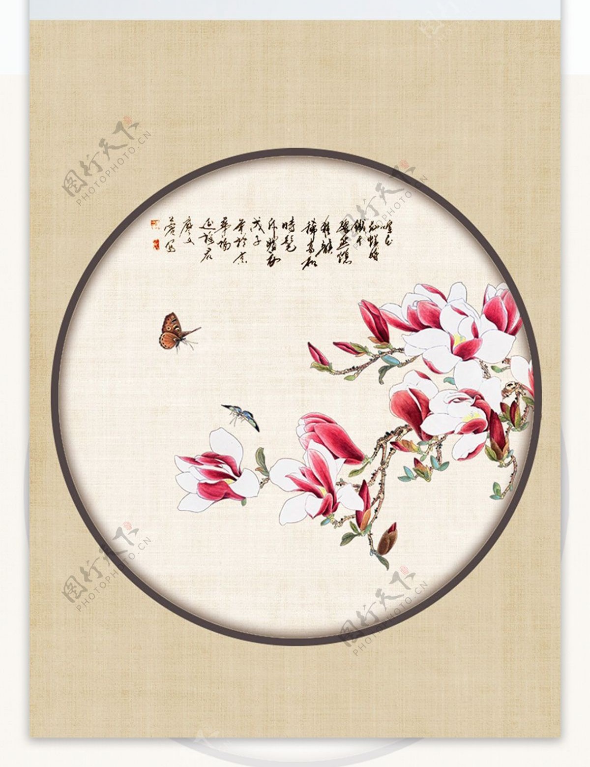 中式复古花朵装饰画