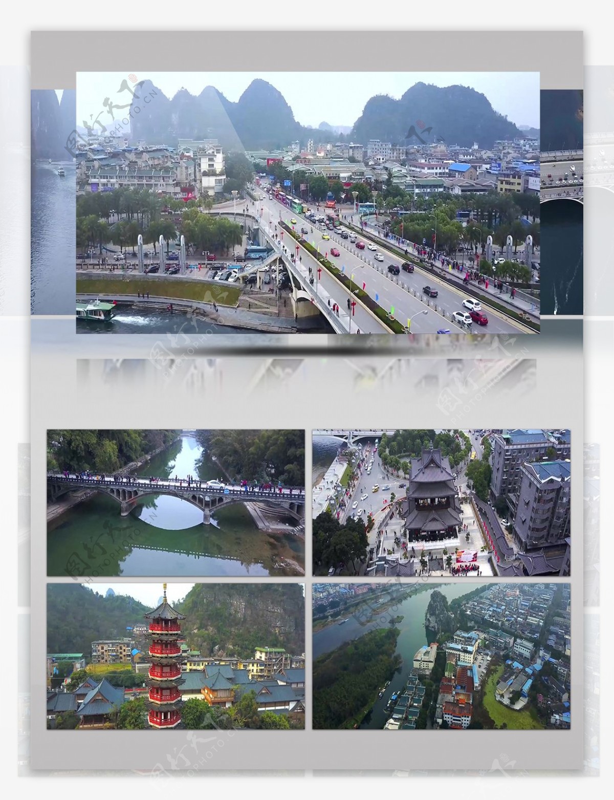 魅力中国广西桂林航拍城市景观山水绿城2k