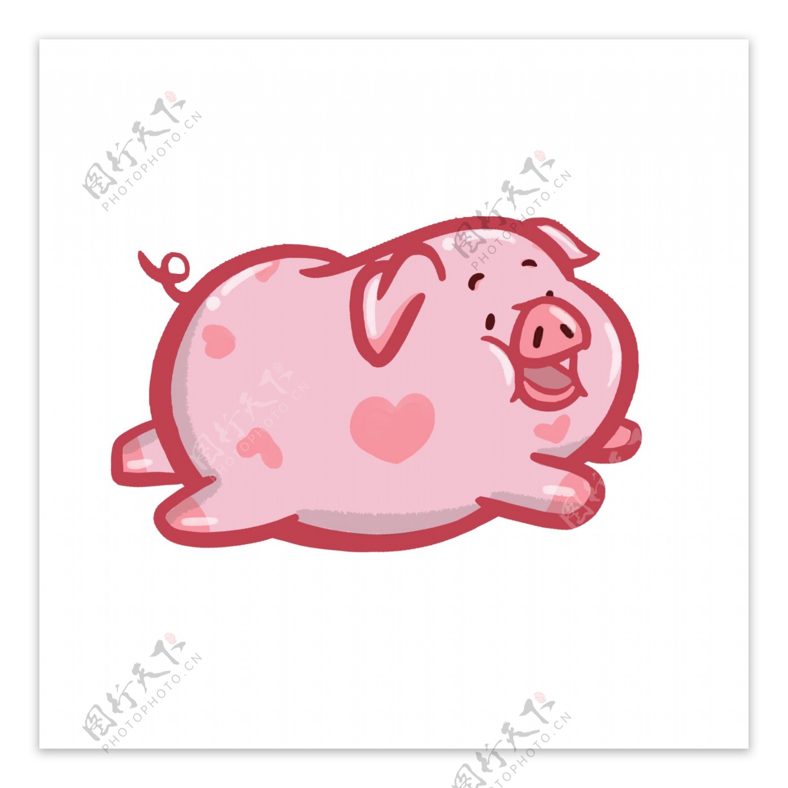 粉色可爱橡胶气球猪奔跑生肖猪