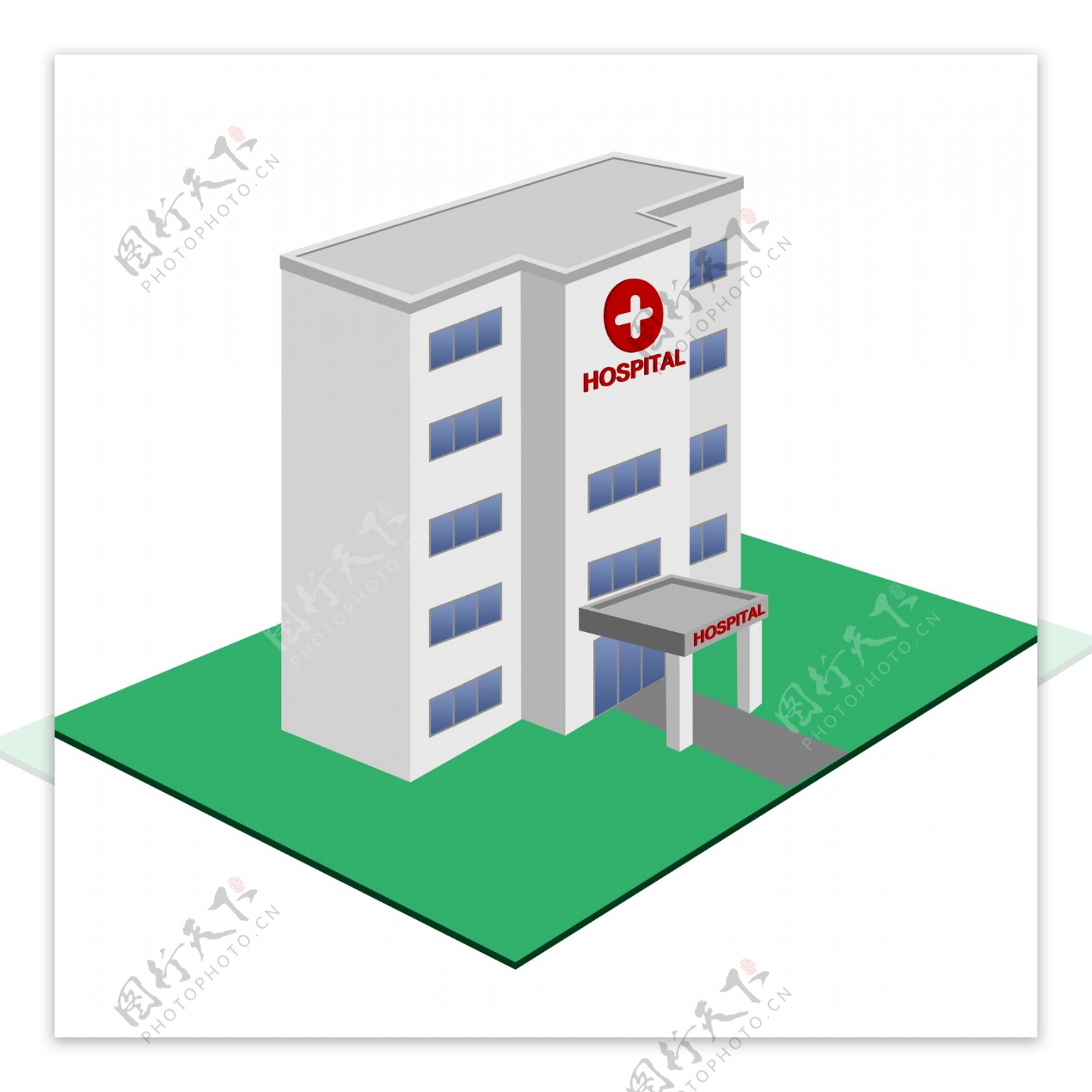 3D立体医院楼可商用元素