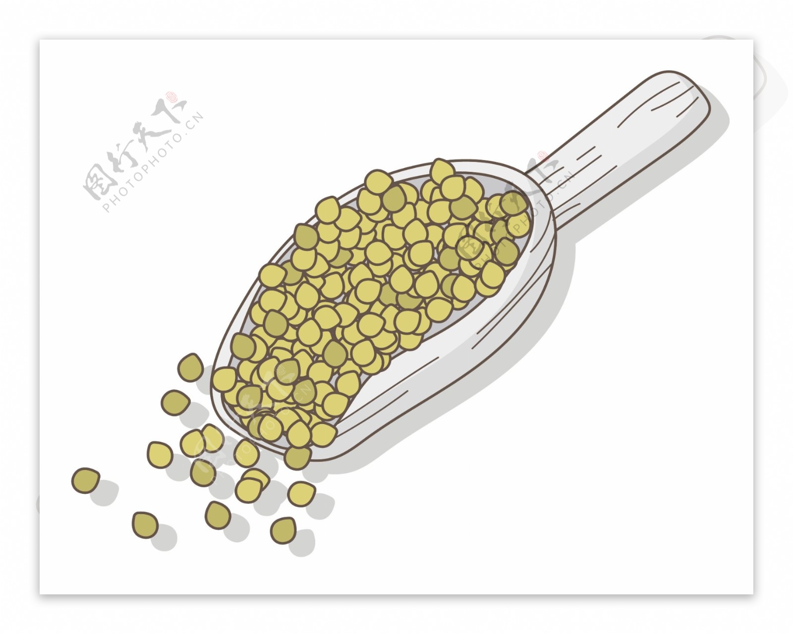 卡通勺子绿豆元素