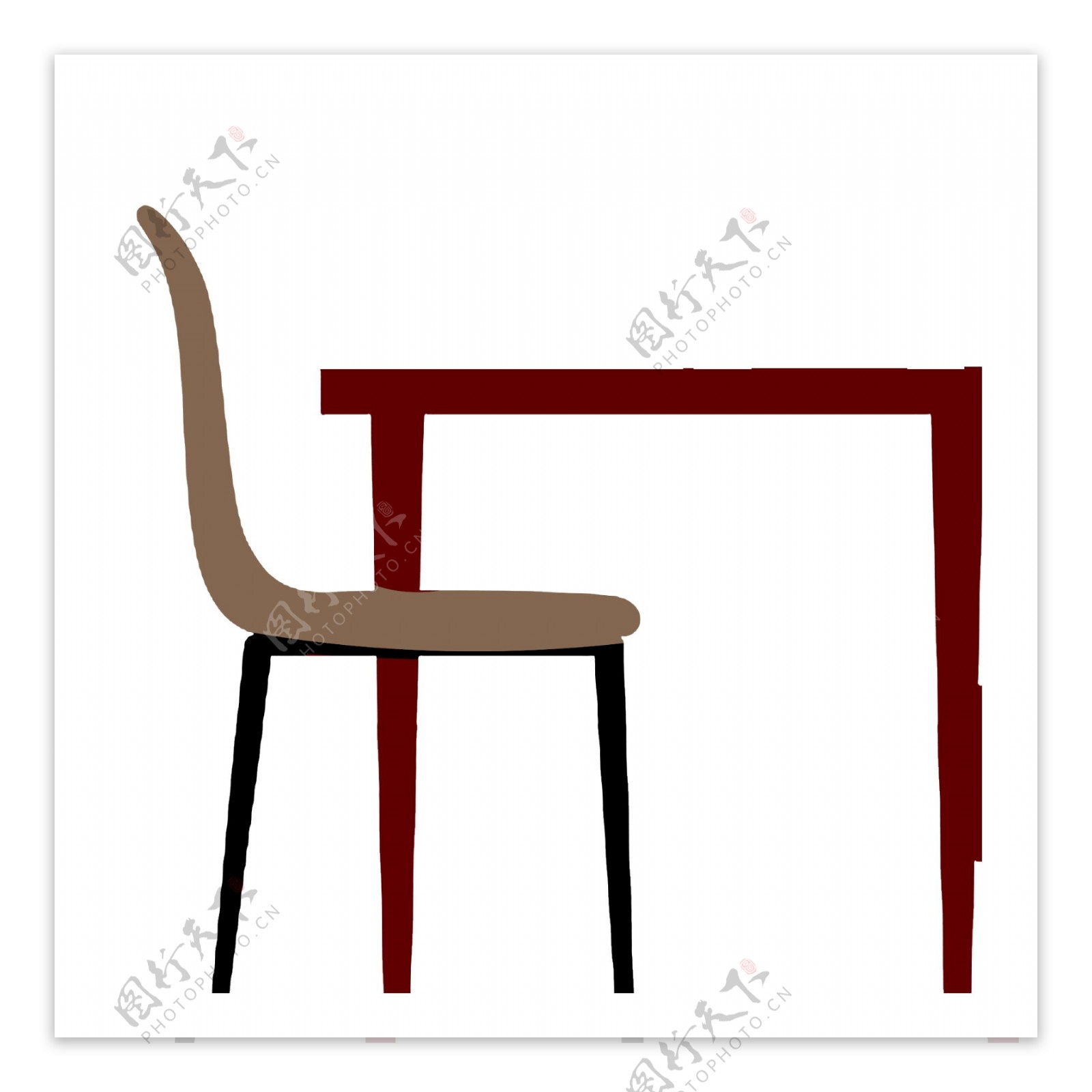 扁平化简约桌子和椅子设计可商用元素